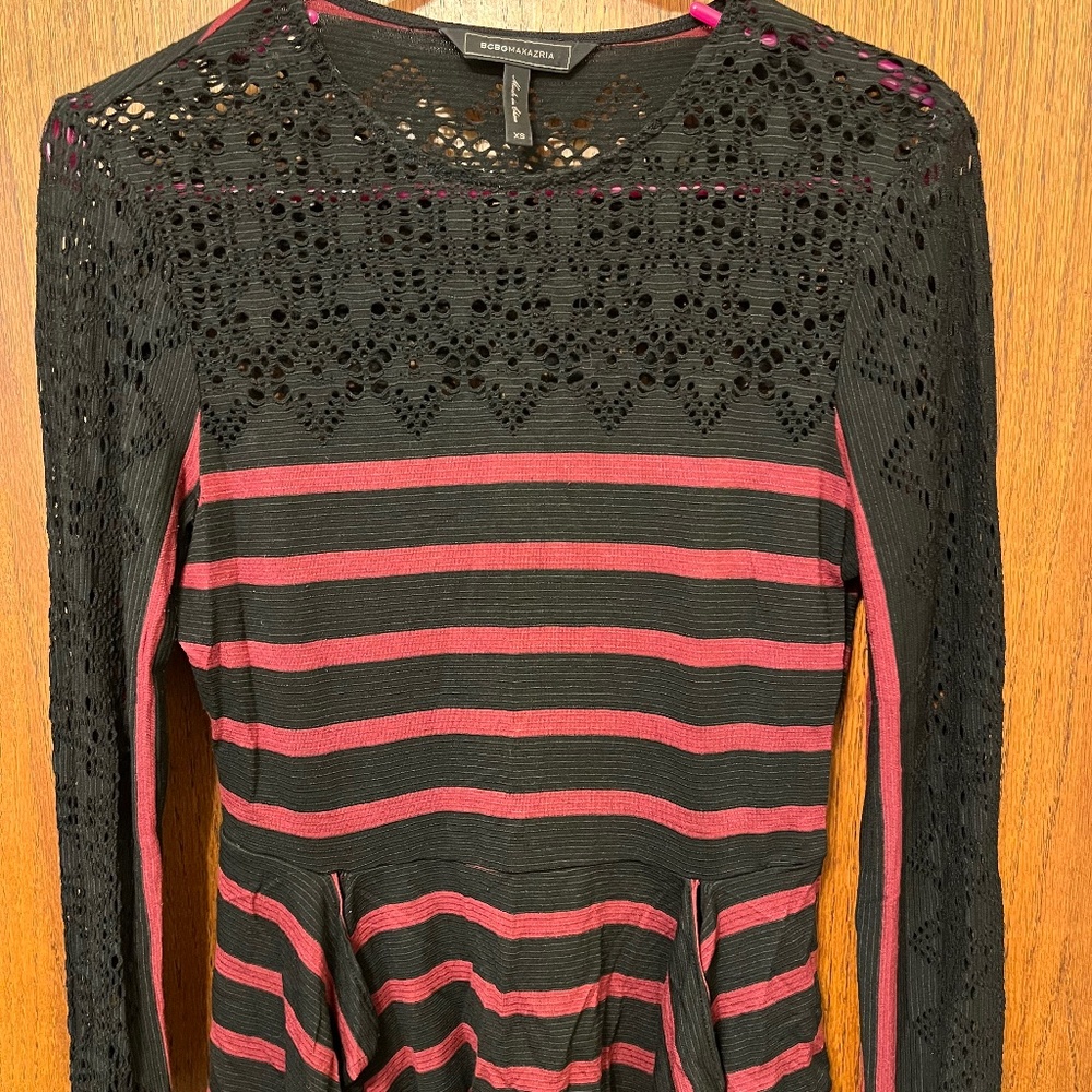 BCBG MaxAzria Lace and Stripe To Size XS